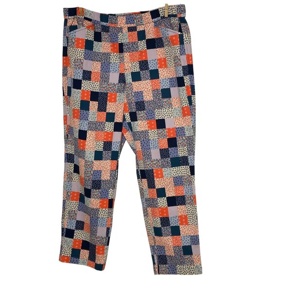 Lands' End Pants - Lands' End Floral Patchwork Pull On Pants Sz 14 Country Boho Cottage Mid Rise